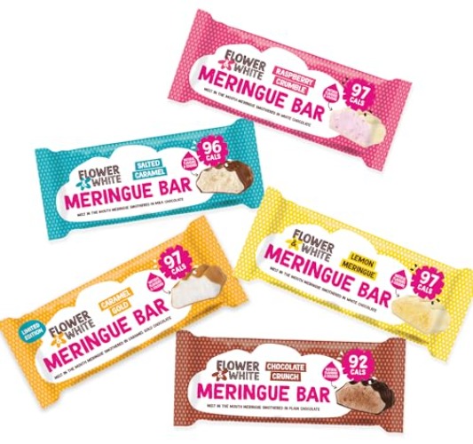 Flower & White Chocolate Meringue Bar Taster Pack (15 Pack) - Low-Calorie, Vegetarian, Gluten-Free, Under 100 Calories Per Bar, Natural Flavours & Ingredients, Multipack, 5 Flavours, 15 x 20g