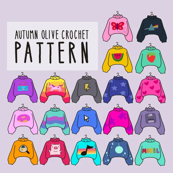 Crochet Pattern- Mabel II Pullover graphic sweater 20 in 1, size inclusive, simple, quick, beginner friendly, cartoon, cosplay, pine