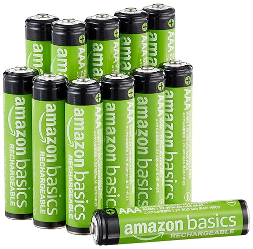 Amazon Basics 12-Pack Rechargeable AAA NiMH Performance Batteries, 800 mAh, Recharge up to 1000x Times, Pre-Charged - 12 Count (Pack of 1)