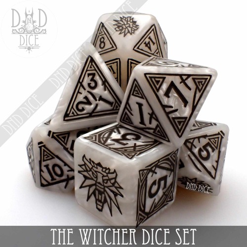 The Witcher Dice Set and Coin - Geralt - White Wolf