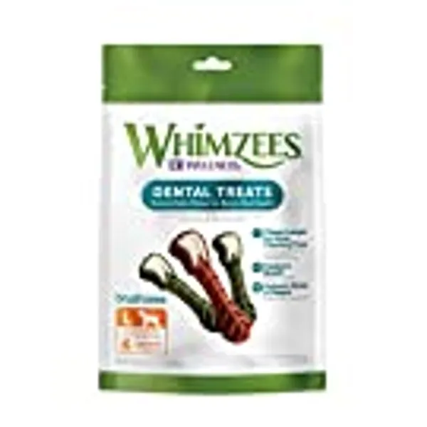 Whimzees Natural Grain Free Daily Dental Long Lasting Dog Treats, Brushzees, Large, Bag of 6