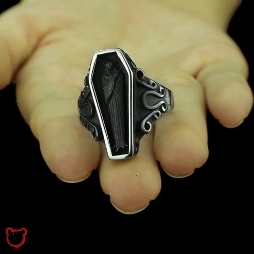 Black Steel Coffin Ring - 10