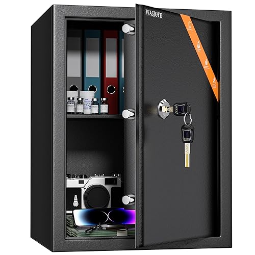 Safe Tresor mit Schlüssel, WASJOYE Möbeltresor mit Schlüssel-Schloss für Zuhause/Büro, 49L Groß Wandtresor mit 2 Schlüssel für Geld Schmuck Medikamente und Dokumentieren, (45 * 35 * 31cm) - 49L