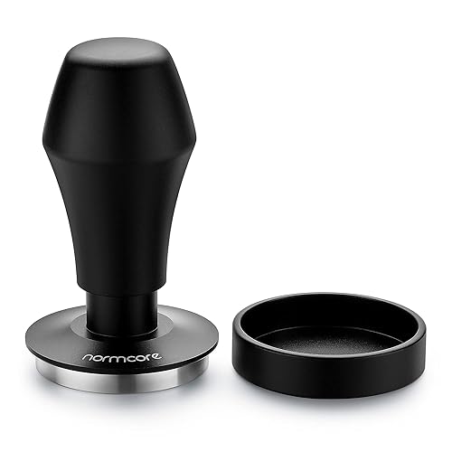 Normcore V4 Coffee Tamper 53.3mm - Spring-loaded Tamper – Barista Espresso Tamper with 15lb / 25lb / 30lbs Replacement Springs - Anodized Aluminum Handle and Stand - Flat Base - 53.3mm