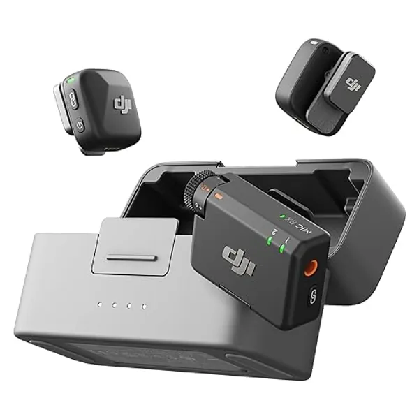 DJI Mic Mini (2 TX + 1 RX + Charging Case), Ultralight, Detail-Rich Audio, 48h Use, Noise Cancelling, Automatic Limiting, Wireless Microphone for Camera/iPhone/Android, Vlog, Streaming - Mic Mini (2 TX + 1 RX + Charging Case)