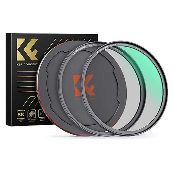K&F Concept 82mm Magnetic CPL Filter Kit +Adapter Ring+ Alloy Lens Cap, Circular Polarizing Quick Switch Systerm Optical Glass for DSLR Cameras (Nano-X Series) - 82MM