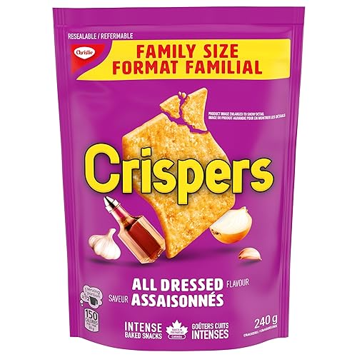 Crispers, All Dressed Flavour, Family Size, Salty Snacks, Is It a Chip or a Cracker, 240 g - All Dressed - 240 g (Pack of 1)