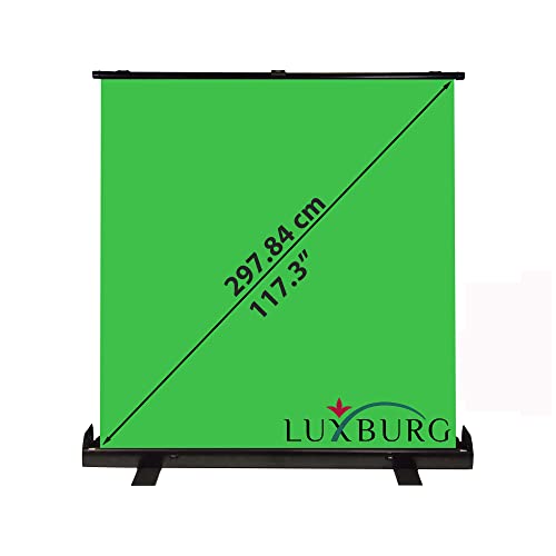 LUXBURG Green Screen - 220x200 cm, Professional Portable Collapsible Chroma Key Background for Photo, Video, Live Game, Virtual, Studio with Stand - 220 x 200cm - Green