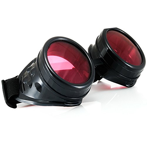 Morefaz Welding Cyber Goggles Steampunk Goth Cosplay Sunglasses 50s Round Glasses Vintage Hippy Party Fancy Dress MFAZ Ltd - Black