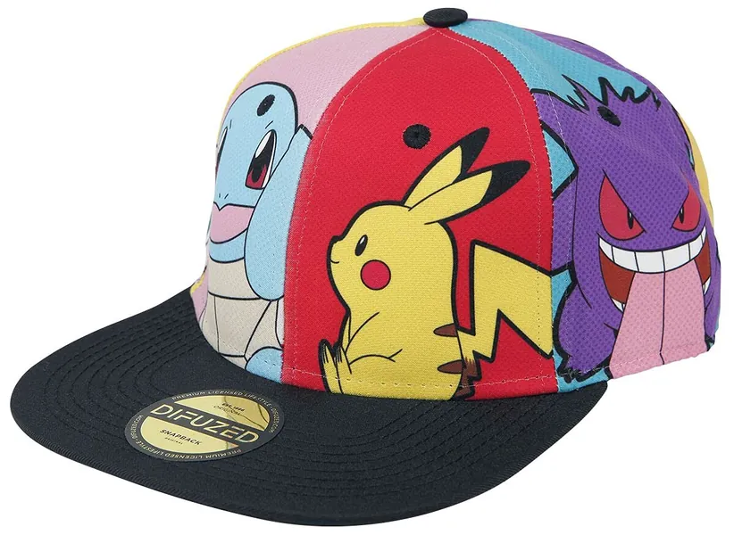 Pokemon OKEMON Characters Popart Snapback Baseball Cap, Multicolor, Adjustable