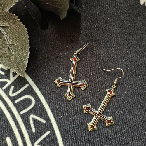 Inverted Cross Gothic Earrings Set