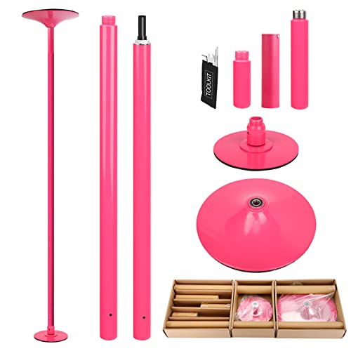 PRIOR FITNESS 45mm Removable Dance Pole Set Spinning Pole Dance Portable Static Fitness Dancing Pole Kit for Exercise Club Party Pub Home Gym - Pink