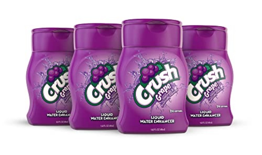 Crush, Grape, Liquid Water Enhancer – New, Better Taste! (4 Bottles, Makes 96 Flavored Water Drinks) – Sugar Free, Zero Calorie - Grape - 1.62 Fl Oz (Pack of 4)