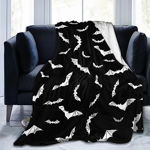 Bats Halloween Goth Fleece Flannel Blanket Throw Warm Lightweight Blankets for Home Office All Season (Bats Halloween Goth, 60X50)