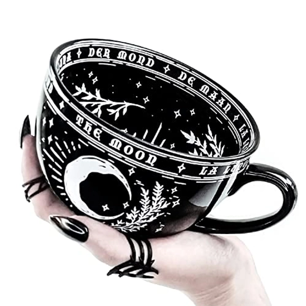 Rogue + Wolf La Lune Large Coffee Moon Mug Gothic Home Decor Ceramic Mugs For Men Women Halloween Spooky Witch Tarot Gifts Metaphysical Witchcraft Supplies Goth Boho Novelty Tea Cup - 17.6oz 500ml