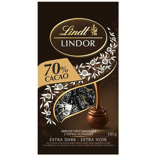 LINDT LINDOR 70% Cacao Dark Chocolate Truffles, 150g Gram Bag, Individually Wrapped Chocolate