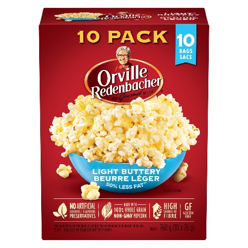 Orville Redenbacher Light Buttery Microwave Popcorn (10 x 76 Gram Bags)