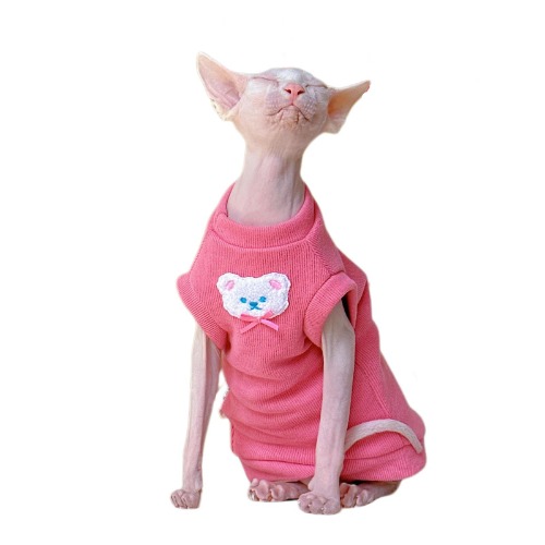 IUOUTG Sphynx Cat T-Shirts for Cornish Rex/Devon Rex/Peterbald- M - Pink