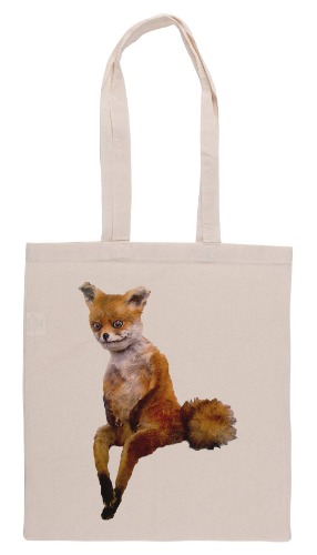 Stoned Fox Taxidermy Fox Meme livsmedel beige shoppingväska