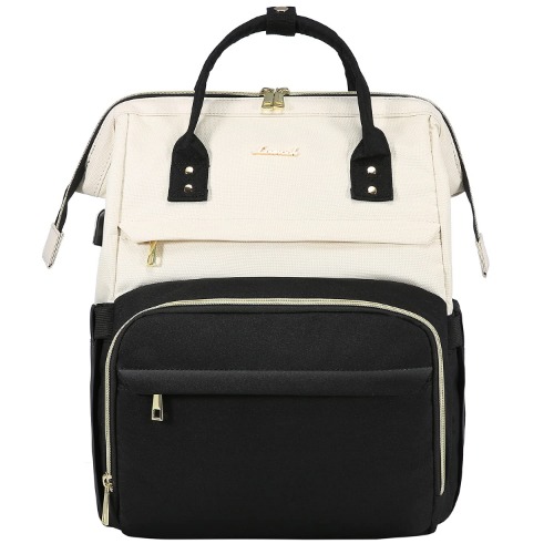 LOVEVOOK Ryggsäck För Kvinnor Laptop Ryggsäck 15,6/17 Tum, Skolryggsäck Med Usb-Port, Arbetsryggsäck Elegant Ryggsäck För Researbete Business Uni Leisure - 17 Tum - 1-Beige Svart