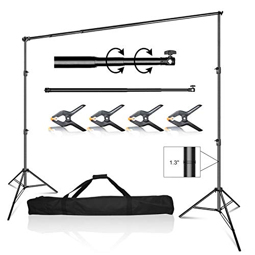 EMART 10 x 10 ft Photo Video Studio Heavy Duty Adjustable Backdrop Support System Kit, Photography Muslin Background Stand with Carry Bag - 10x10ft