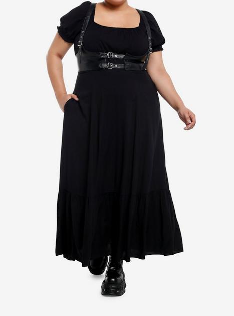 Thorn & Fable Faux Leather Harness Maxi Dress Plus Size | Hot Topic