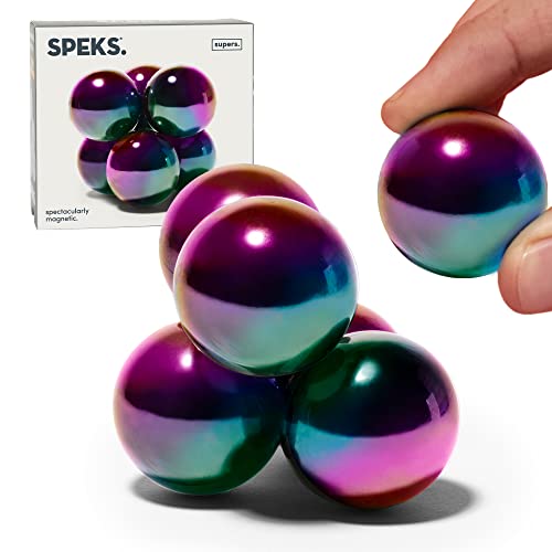 Speks Supers, 33mm Magnets Balls Fidget Toys for Adults, Set of 6, Great Office Desk Decorations and Stress Relief Gifts - Oil Slick