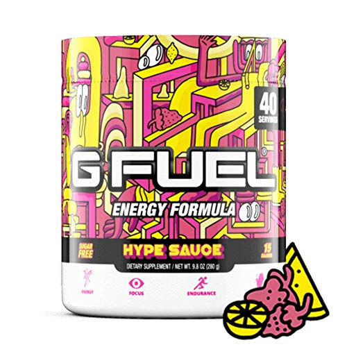 G Fuel Hype Sauce Energy Powder, Sugar Free, Clean Caffeine Focus Supplement, Water Mix, Raspberry Lemonade Flavor, Focus Amino, Vitamin + Antioxidants Blend, 9.8 oz (40 Servings) - Raspberry Lemonade