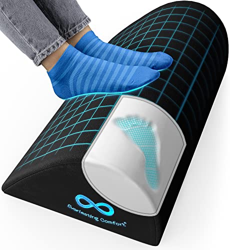 Everlasting Comfort Office Foot Rest for Under Desk - Pure Memory Foam - Ergonomic Foot Stool Pillow - Work, Home and Gaming Chair Footrest Stand and Leg Footstool Cushion (Black) - Black
