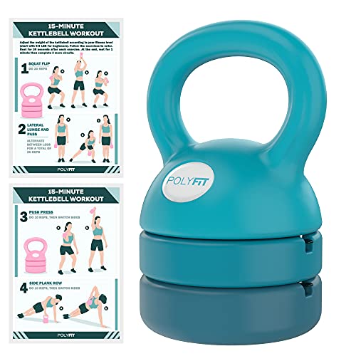 Polyfit Adjustable Kettlebell - Kettlebell Weights Set for Home Gym - TEAL - 12 LBS