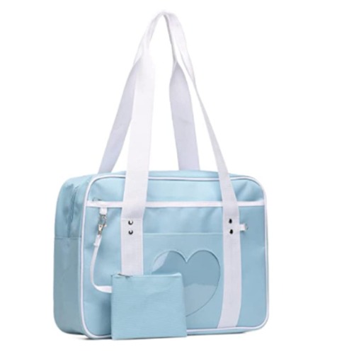 Travel Handbag,Ita Bag Heart Japanese School Bag Cute Large Shoulder Anime Purse Blue