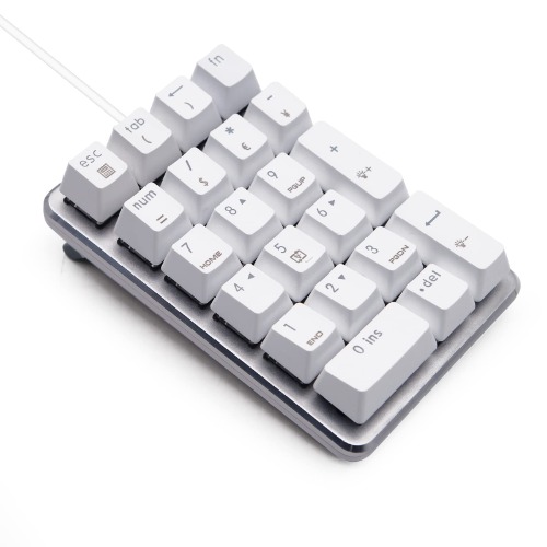 MQUPIN Pavé numérique mécanique USB Filaire avec rétroéclairage Blanc 21 Touches pour Ordinateur Portable, Ordinateur de Bureau, PC, approuvé CE FC (Blue Switch-1)