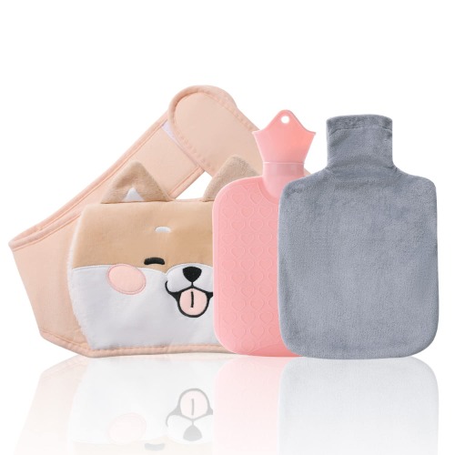 Bouillotte Ceinture, 3 en 1 Bouillotte Eau Chaude, Bouillote avec Housse, Bouillotte en Caoutchouc Naturel Anti-fuite Bouteille d'eau Chaude pour Taille, Dos, Idéal pour les Cadeaux en Hiver