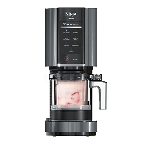 Ninja NC299AMZ CREAMi Ice Cream Maker, for Gelato, Mix-ins, Milkshakes, Sorbet, Smoothie Bowls & More, 7 One-Touch Programs, with (1) Pint Container & Lid, Compact Size, Perfect for Kids, Matte Black - (1) 16 oz. Pint