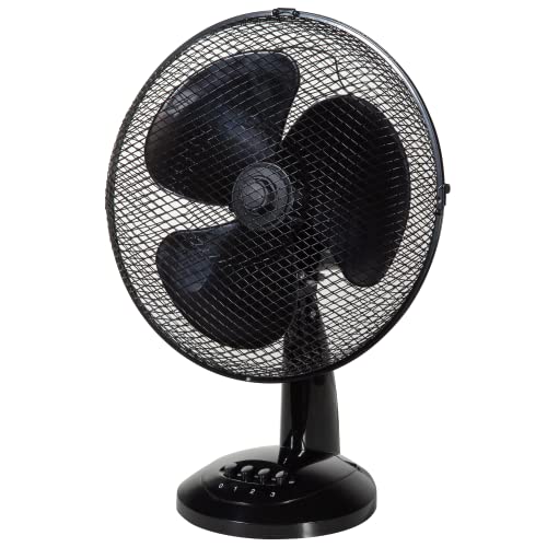 Zanussi 12" Inch, Lightweight, Portable Desk Fan, 3 Speed Settings, Wide-Angled Oscillation, Powerful Airflow, Quiet Operation, Perfect for Bedroom or Office, Black - ZNPDF1221B - 12 Inch