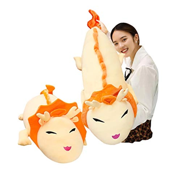 Hofun4U Dragon Plush Pillow, Dragon Stuffed Animals Doll Toy, Soft Giant Dragon Pillow Home Decoration Christmas Birthday Gift for Adults Kids Girls Boys (50 Inches,Orange