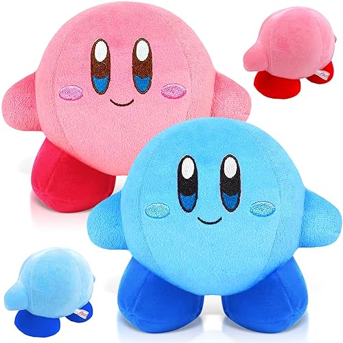 WAIMXDAO Kirby Kuscheltier, 2 Stück Kirby Plüschtier Stofftier Plüschtiere Kirby Plüsch Kuscheltier Anime Spiel Kirby Weiche Schlafkissen für Kinder Geburtstag Geschenk Spielzeug(Blau Rosa) - Blau Rosa