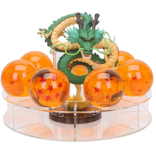NEBAI · LESEN Harz Shenron Figur Shenlong Statue Set 3.5cm Kristallkugeln und Ständer mit Geschenkbox für Home Decoration