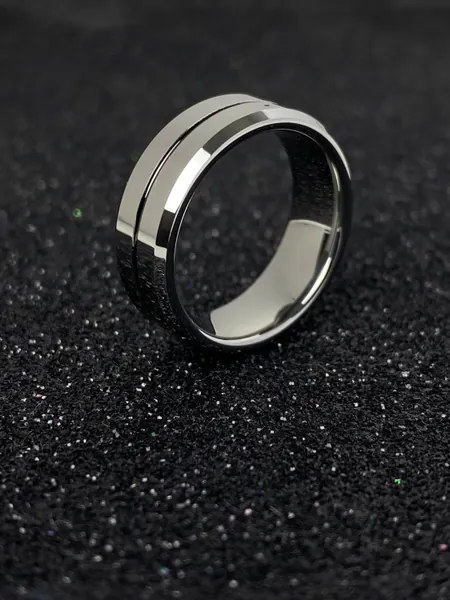 Black and Silver Tungsten Ring