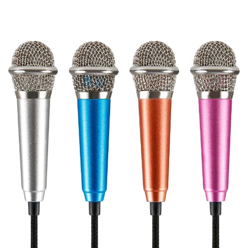 Mini Microfono Karaoke, Pomeloone 4 Pezzi Mini Microfono Karaoke Condensatore per Telefono, Mini Vocale Mikrofon per Cellulare, Portatile, Notebook - 4 Colori