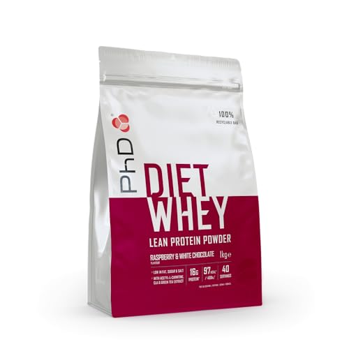 PhD Nutrition Diet Whey Low Calorie Protein Powder, Low Carb, High Protein Lean Matrix, Raspberry and White Chocolate Protein Powder, High Protein, 40 Servings Per 1 kg Bag