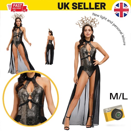 Sexy Women&#039;s Greek Goddess Costume Medusa Snake Lover Christmas Costume Dress UK