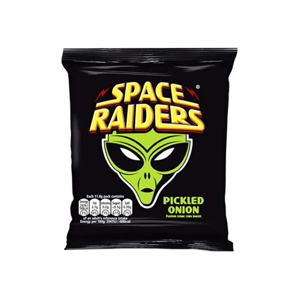 Space Raiders Pickled Onion Flavoured Cosmic Corn Snack Crisps Pack of 36