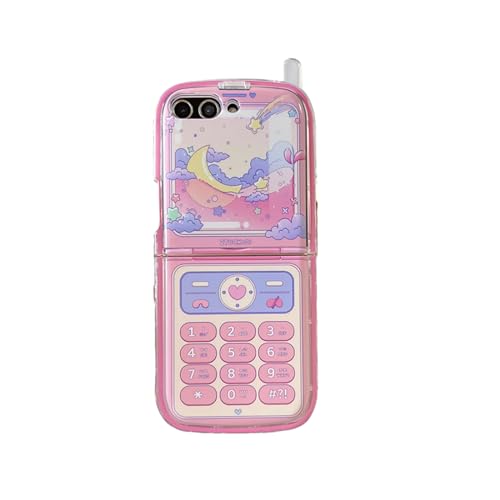 Compatible with Samsung Galaxy Z Flip 5 Case, PC Shell Funny Mobile Phone Design Cute Anime Shockproof Protective Cover for Z Flip 5 for Woman Kids Pink - Compatible with Samsung Galaxy Z Flip 5 - Pink