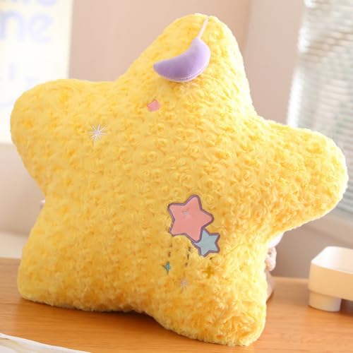 Cute Star Pillow Fluffy Star Shaped Throw Pillow Super Soft Yellow Star Home Decorative Plush Pillow Cushion for Couch Bed Kids Playroom Nursery Decoration - Yellow Star02