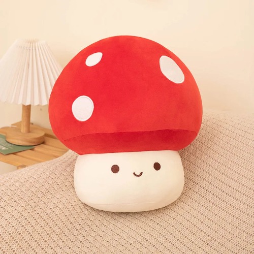 Colorful Cozy Pastel Mushroom Plushie Toy - red / 23cm