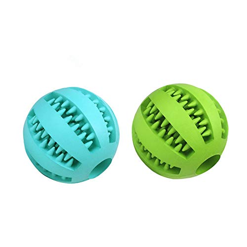 Dog Puzzle Teething Toy Balls: 2pack Interactive Puppy Dog Treat Dispensing Ball - Rubber Puppies Small Dog Chewing Enrichment Toys for Boredom and Brain Stimulating Games Teeth Cleaning Chewing - 2 * Small-1.8 inch / 4cm