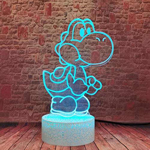 Yoshi 3D Anime Lamp LED Illusion 16 Colors RGB Remote Super Mario Night Light Kids Bedroom Decor for Boys Room