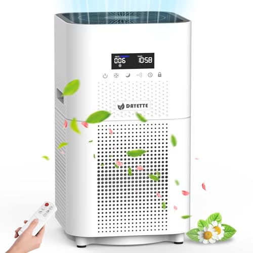 Dayette Air Purifiers for Home Bedroom Large Room, Up to 3000 Sq Ft Air Purifier with PM 2.5 Display Air Quality Sensor, H13 Ture HEPA Air Filter for Pets Smoke Dust Allergies, 22dB (CADR 400+ m³/h) - 3000 Sq ft
