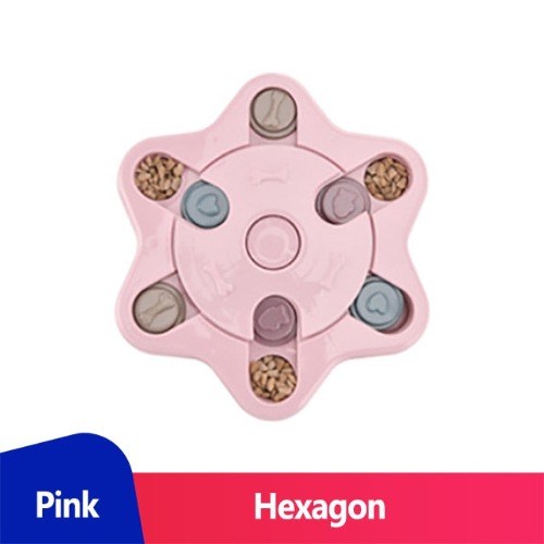 Dog Puzzle Treat Feeder Interactive Toy - Pink Hexagon